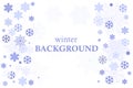 Winter background with snowflakes horizontal, background with winter snow and free space for text